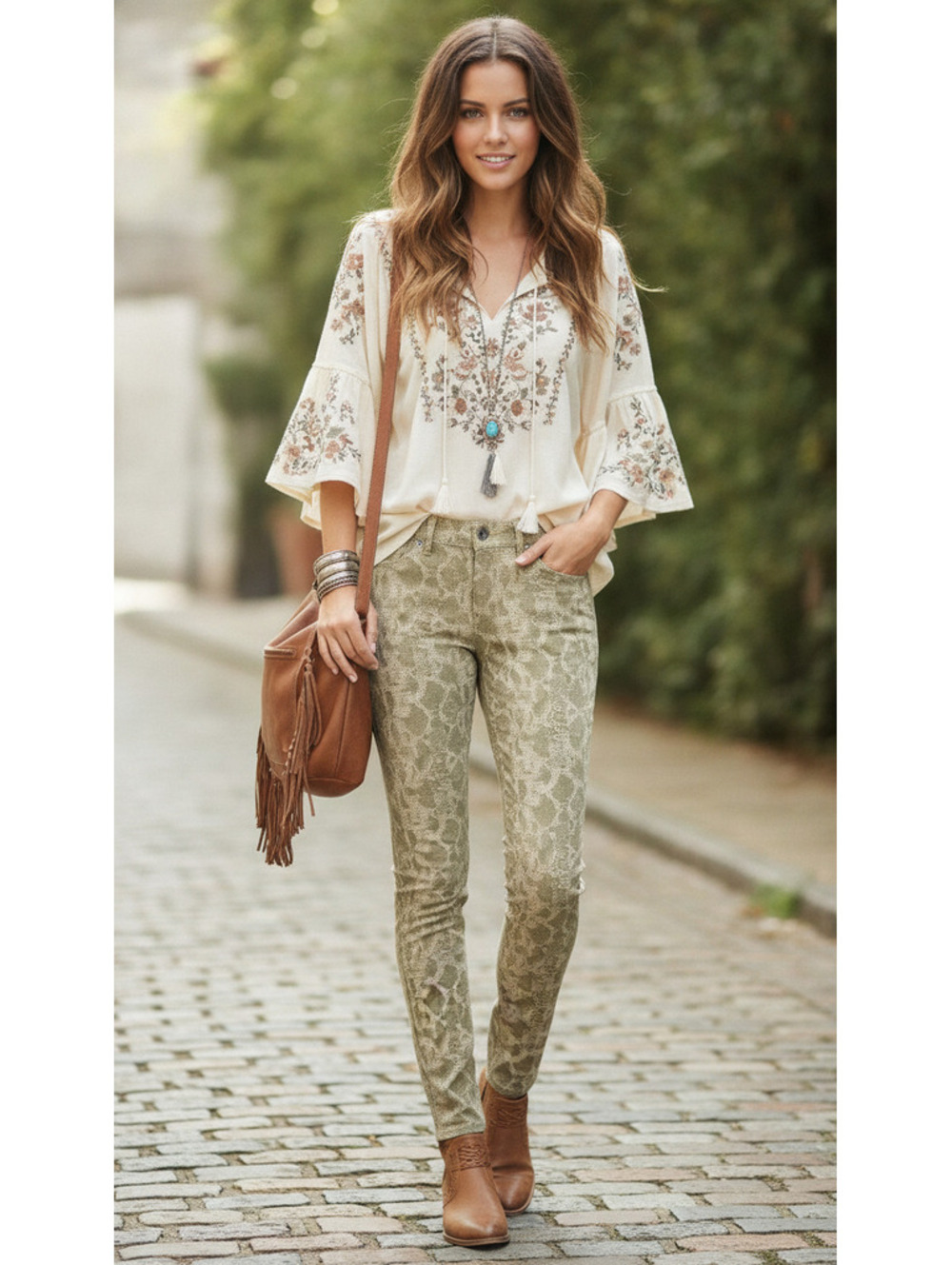 Rich & Skinny Olive Python Print Skinny Jeans Size 28